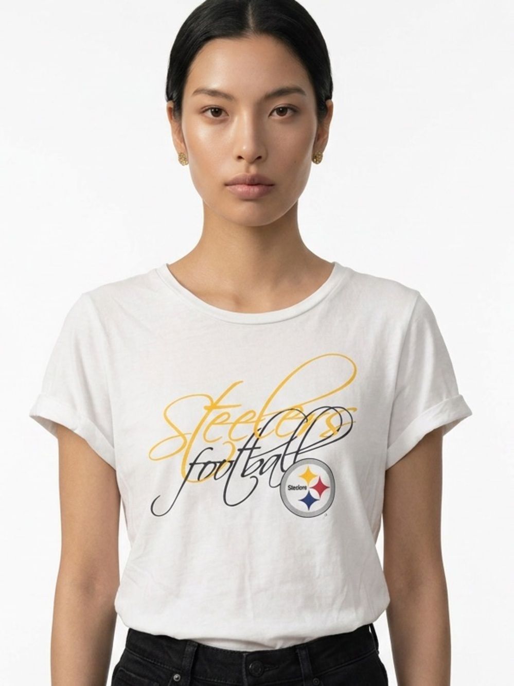NFL | Pittsburgh Steelers Script White Short Sleeve Graphic Tee Women’s Size S